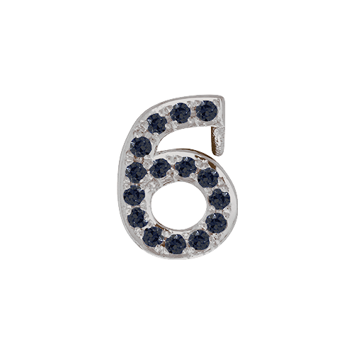 Black Diamond + 14k White Gold Number Charm