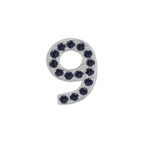Black Diamond + 14k White Gold Number Charm