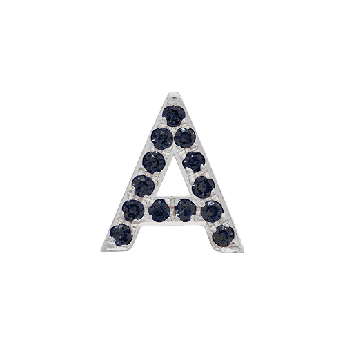 Black Diamond + 14k White Gold Letter Charm