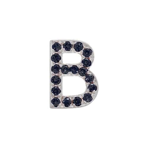 Black Diamond + 14k White Gold Letter Charm