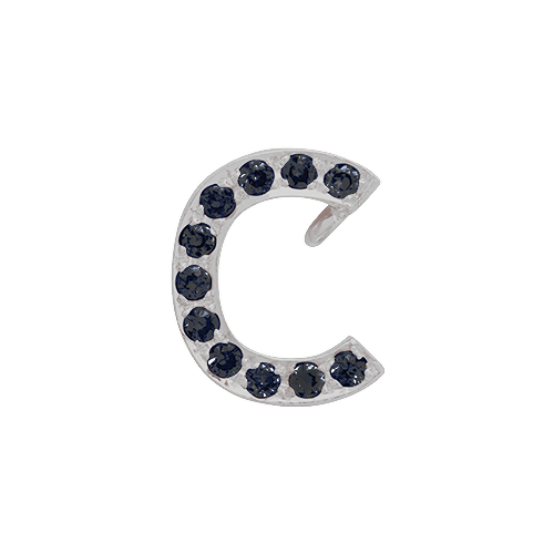 Black Diamond + 14k White Gold Letter Charm