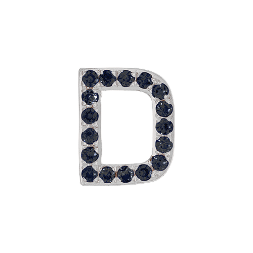 Black Diamond + 14k White Gold Letter Charm