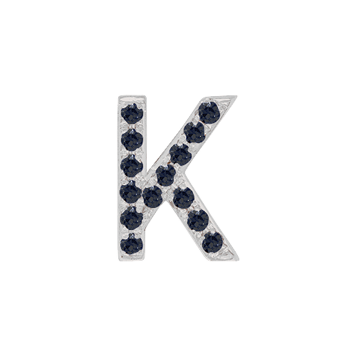 Black Diamond + 14k White Gold Letter Charm