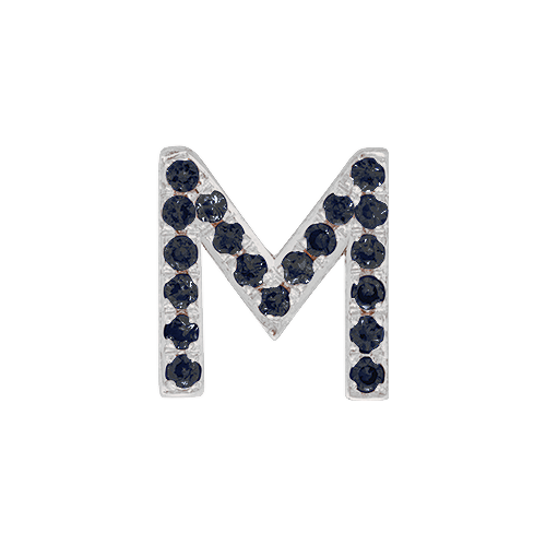 Black Diamond + 14k White Gold Letter Charm