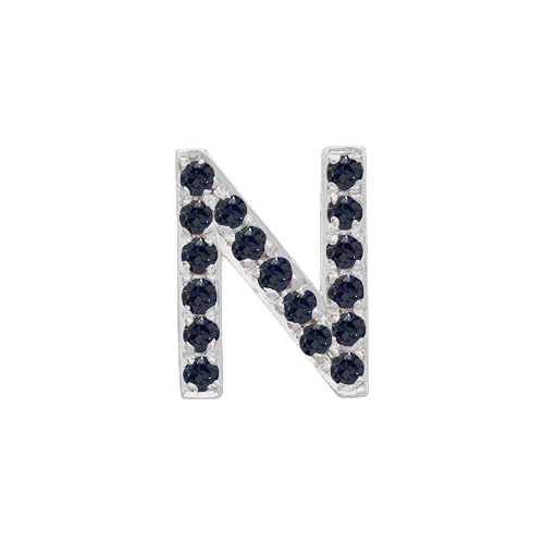 Black Diamond + 14k White Gold Letter Charm