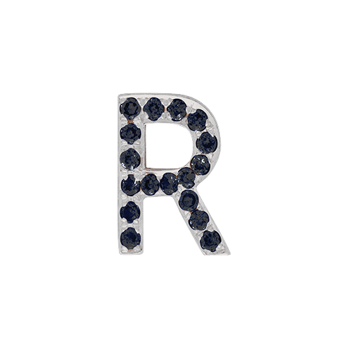 Black Diamond + 14k White Gold Letter Charm