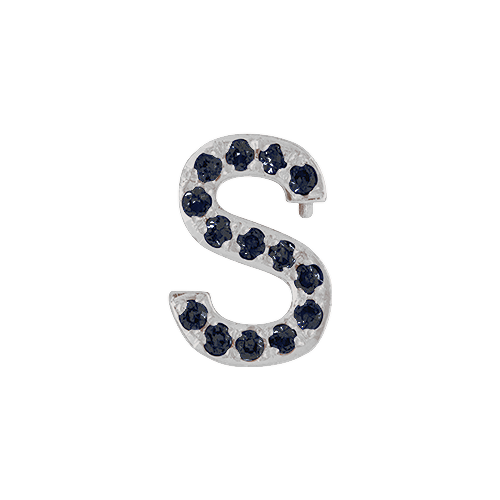 Black Diamond + 14k White Gold Letter Charm