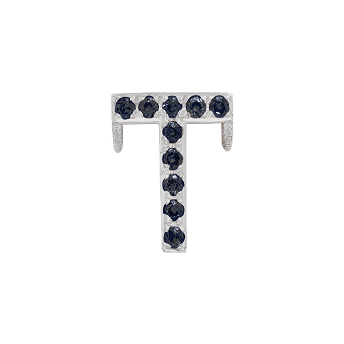 Black Diamond + 14k White Gold Letter Charm