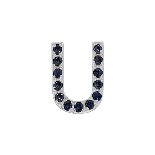 Black Diamond + 14k White Gold Letter Charm