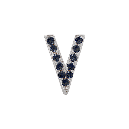 Black Diamond + 14k White Gold Letter Charm