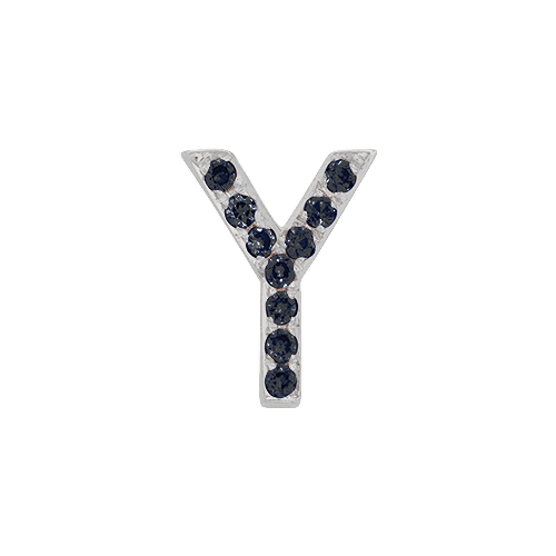 Black Diamond + 14k White Gold Letter Charm