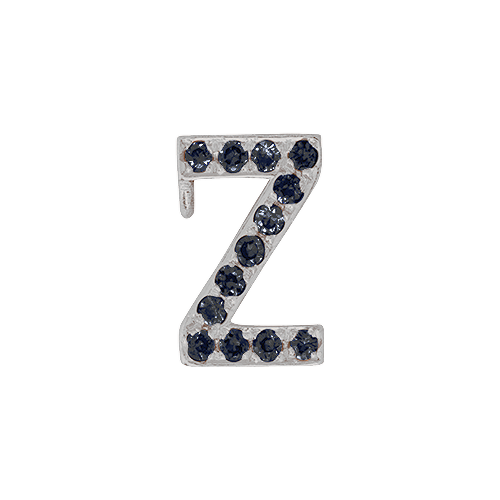 Black Diamond + 14k White Gold Letter Charm