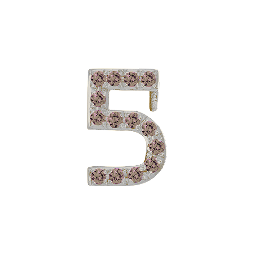 Brown Diamond + 14k White Gold Number Charm
