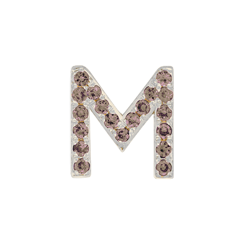 Brown Diamond + 14k White Gold Letter Charm