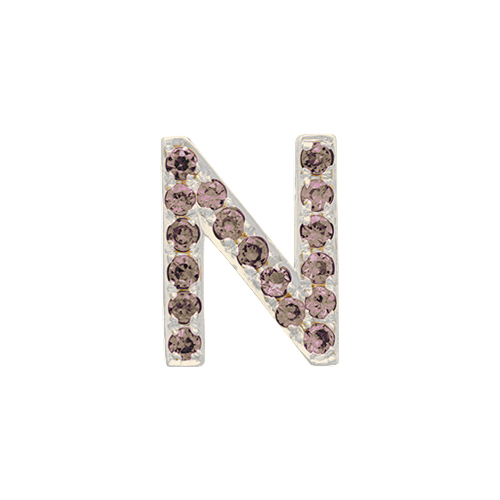 Brown Diamond + 14k White Gold Letter Charm