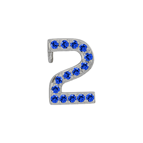 Blue Sapphire + 14k White Gold Number Charm