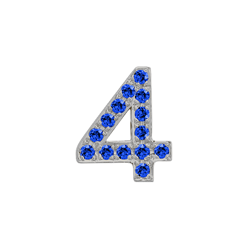 Blue Sapphire + 14k White Gold Number Charm