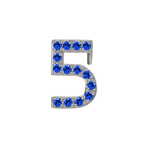 Blue Sapphire + 14k White Gold Number Charm