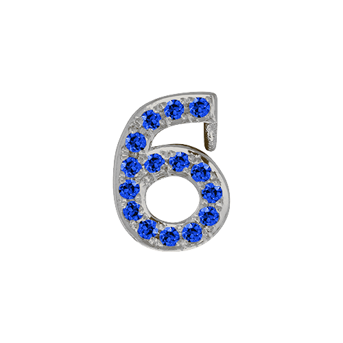 Blue Sapphire + 14k White Gold Number Charm