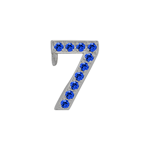 Blue Sapphire + 14k White Gold Number Charm