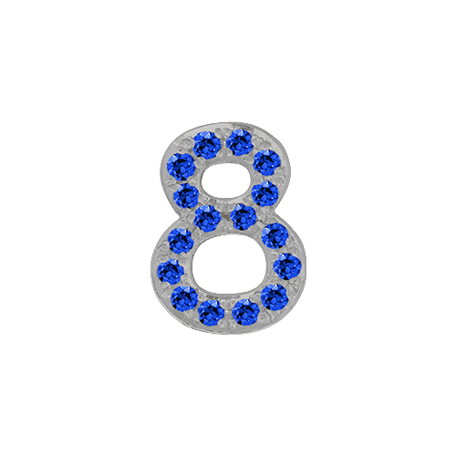Blue Sapphire + 14k White Gold Number Charm