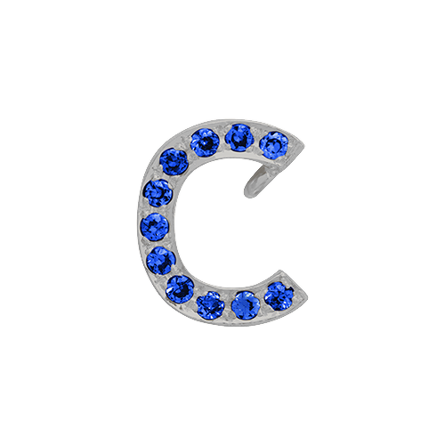 Blue Sapphire + 14k White Gold Letter Charm
