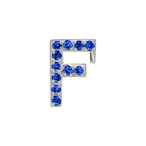 Blue Sapphire + 14k White Gold Letter Charm