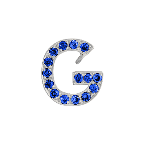 Blue Sapphire + 14k White Gold Letter Charm