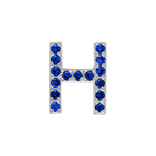 Blue Sapphire + 14k White Gold Letter Charm