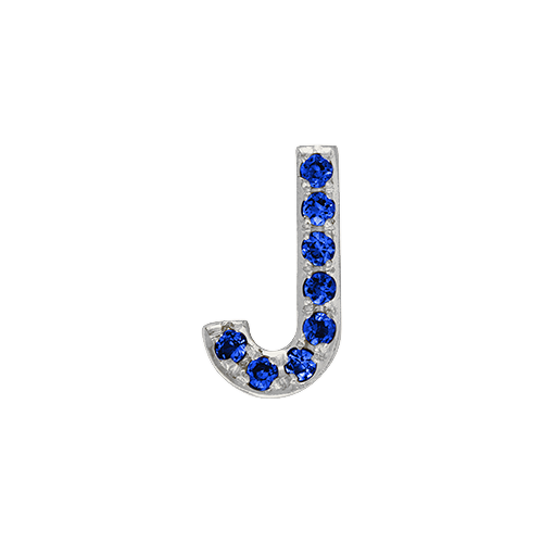 Blue Sapphire + 14k White Gold Letter Charm