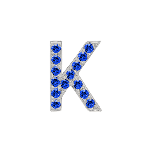 Blue Sapphire + 14k White Gold Letter Charm