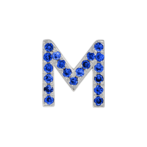 Blue Sapphire + 14k White Gold Letter Charm