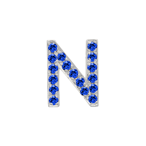 Blue Sapphire + 14k White Gold Letter Charm