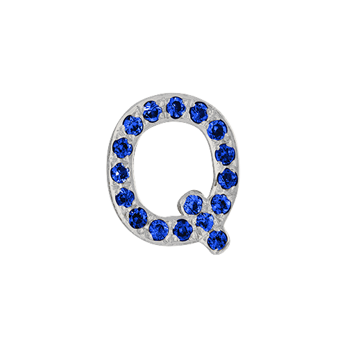 Blue Sapphire + 14k White Gold Letter Charm
