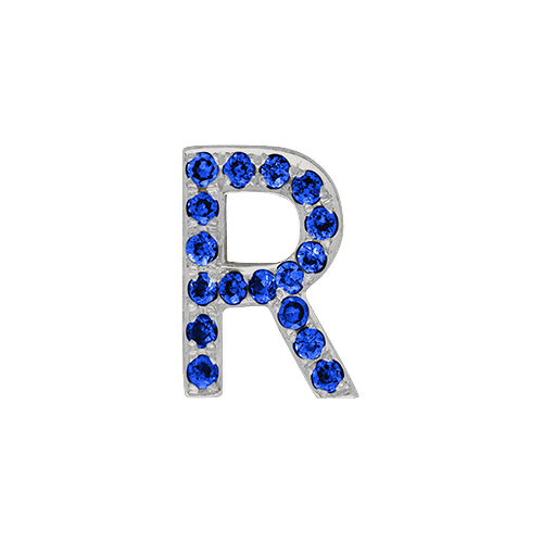 Blue Sapphire + 14k White Gold Letter Charm
