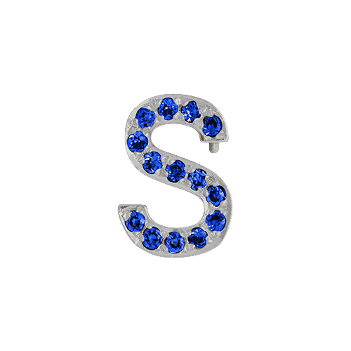 Blue Sapphire + 14k White Gold Letter Charm