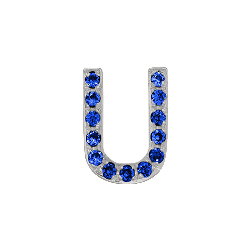 Blue Sapphire + 14k White Gold Letter Charm