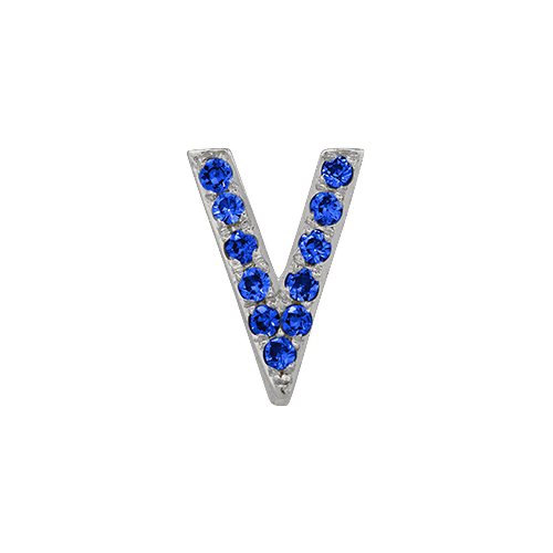 Blue Sapphire + 14k White Gold Letter Charm
