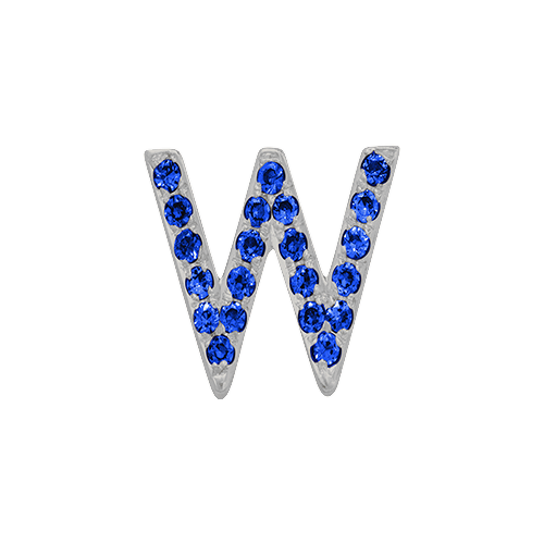 Blue Sapphire + 14k White Gold Letter Charm