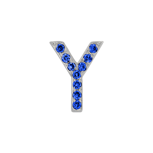 Blue Sapphire + 14k White Gold Letter Charm