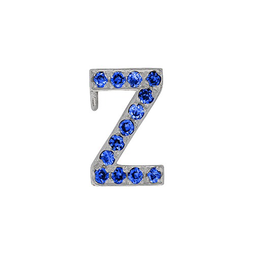 Blue Sapphire + 14k White Gold Letter Charm