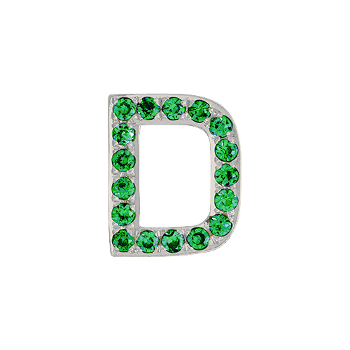 Green Garnet + 14k White Gold Letter Charm