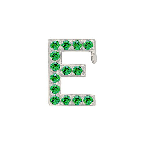 Green Garnet + 14k White Gold Letter Charm