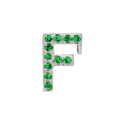 Green Garnet + 14k White Gold Letter Charm