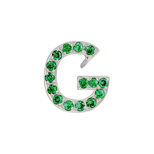 Green Garnet + 14k White Gold Letter Charm