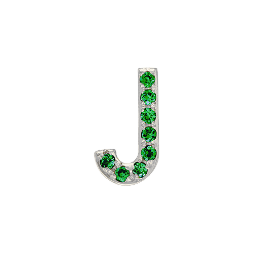 Green Garnet + 14k White Gold Letter Charm