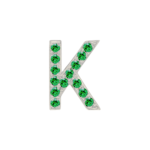Green Garnet + 14k White Gold Letter Charm