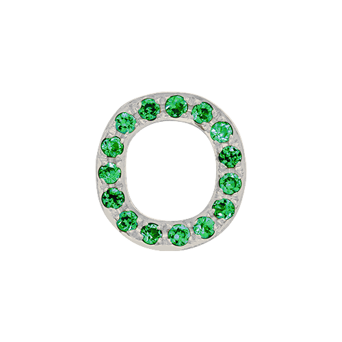 Green Garnet + 14k White Gold Letter Charm