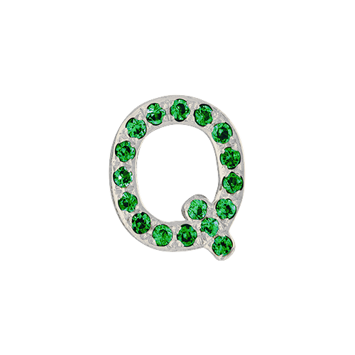 Green Garnet + 14k White Gold Letter Charm