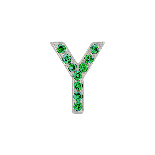 Green Garnet + 14k White Gold Letter Charm